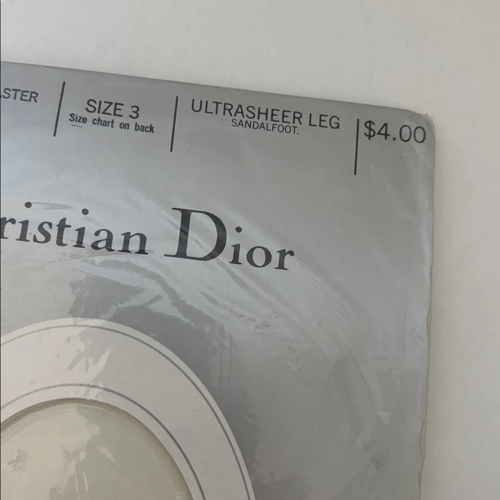 Vintage Christian Dior Pantyhose‎ Alabaster 4443 Ultrasheer Sandle Foot Size 3